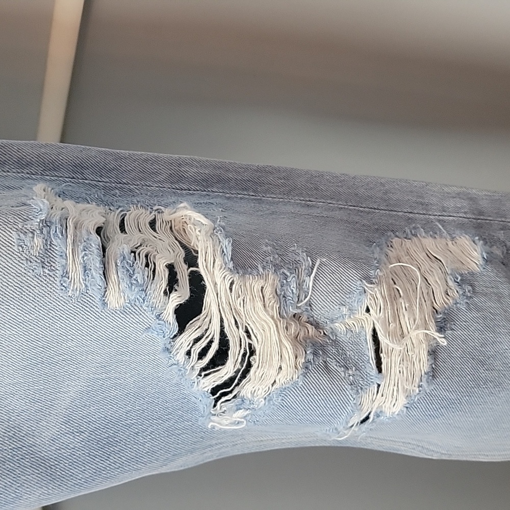 AGOLDE Light Wash Distressed Destroyed Tapered Leg Casual Designer Crop Jeans 28 - Picture 5 of 10